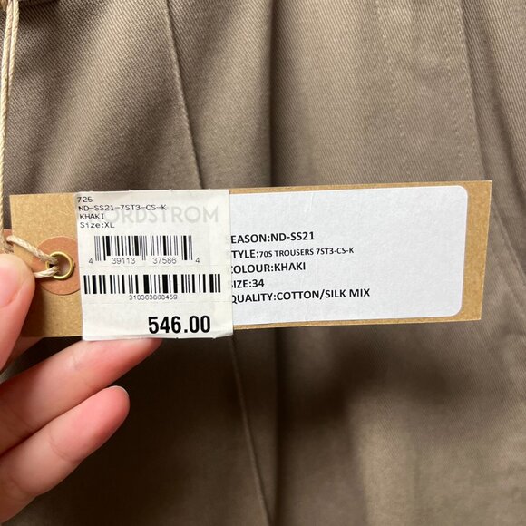 NWT Nicholas Daley Cotton/Silk Khaki Trousers - Size: 34/XL - Picture 12 of 13